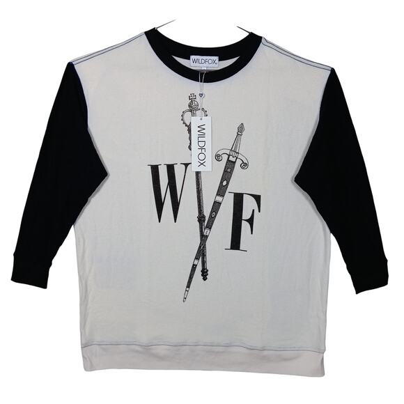 Wildfox Graphic Oversized Sweatshirt Size Small Black and White NWT - Picture 1 of 9